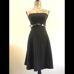 Strapless black dress with white pinstripe; Size S